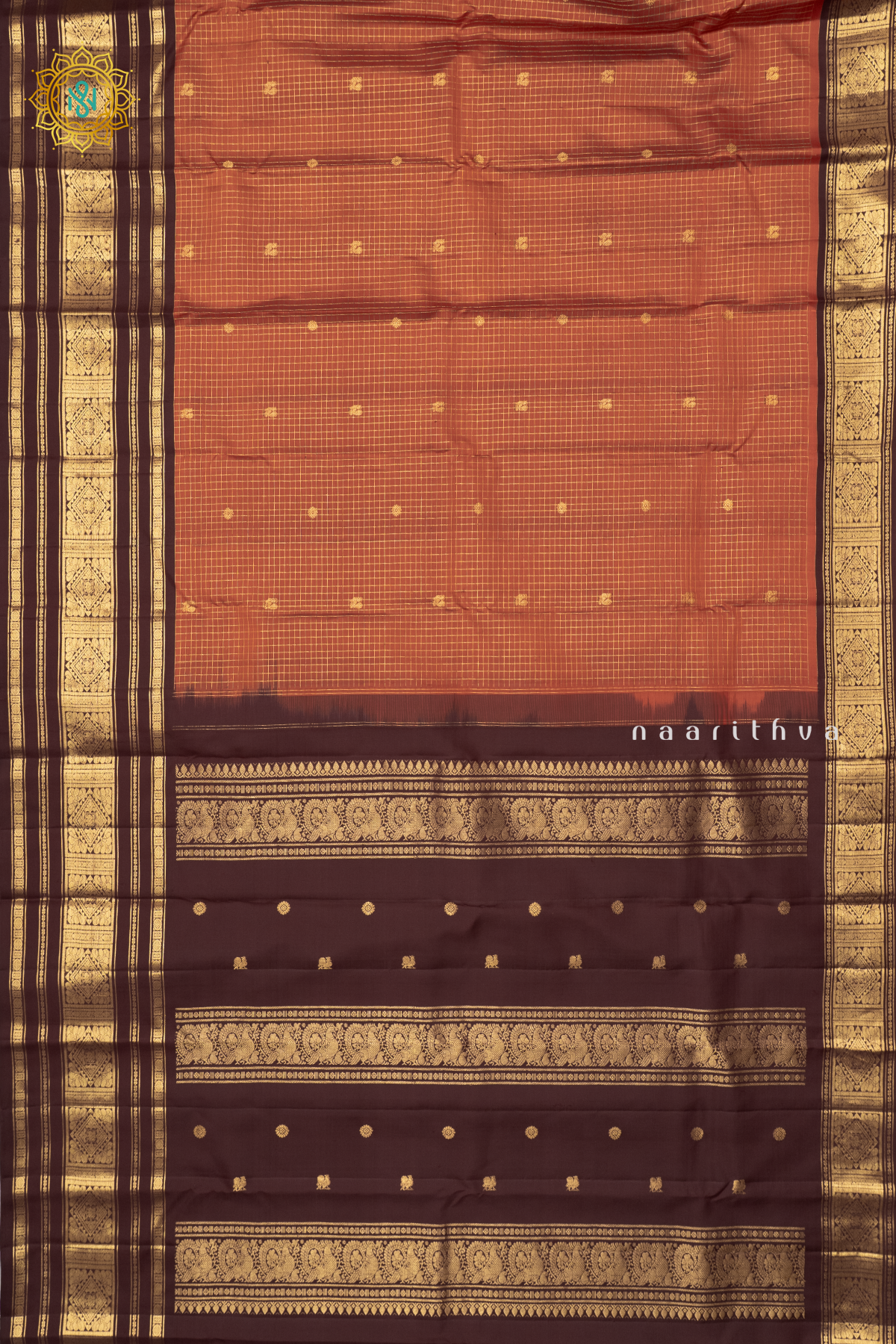 RUST ORANGE WITH BROWN - PURE KANJIVARAM SILK