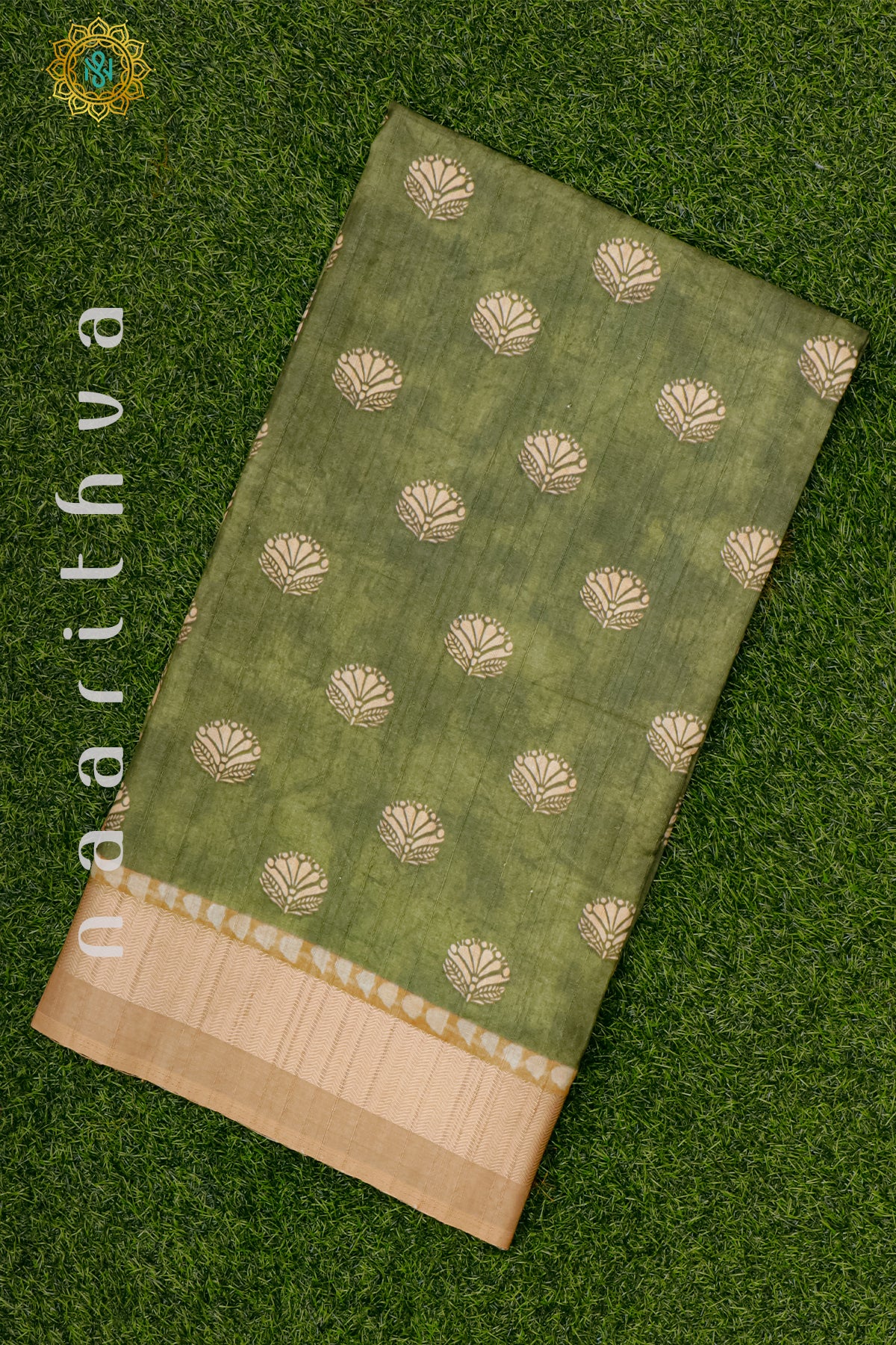 GREEN WITH BROWN - DOLA SILK