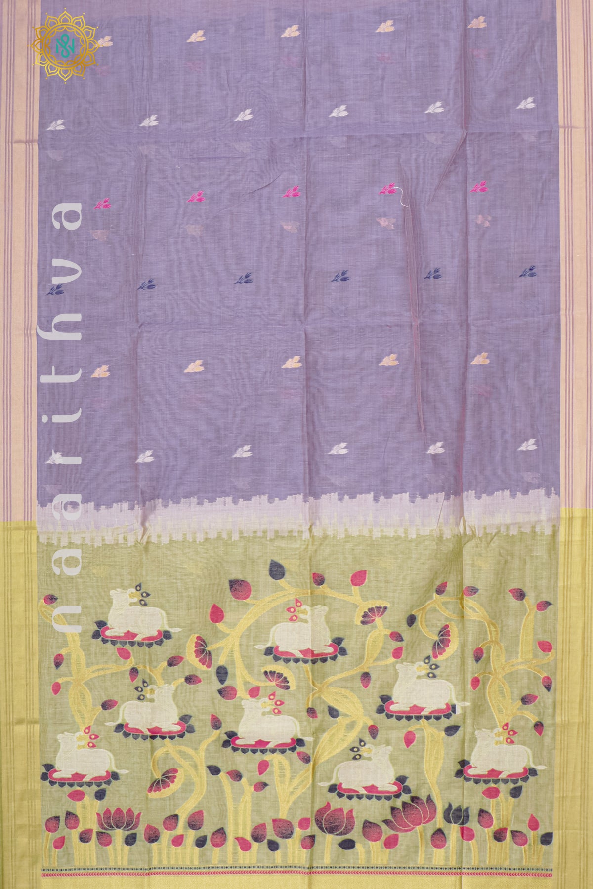 GREEN WITH LAVENDER - MOONGA COTTON