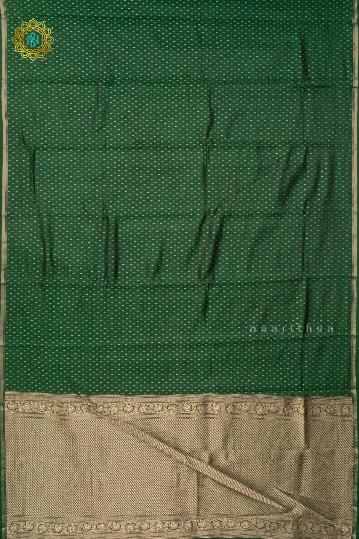 BOTTLE GREEN WITH RED - SEMI SILK