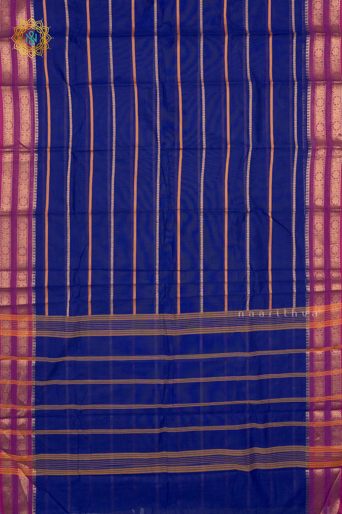 BLUE WITH MAGENTA - CHETTINAD COTTON