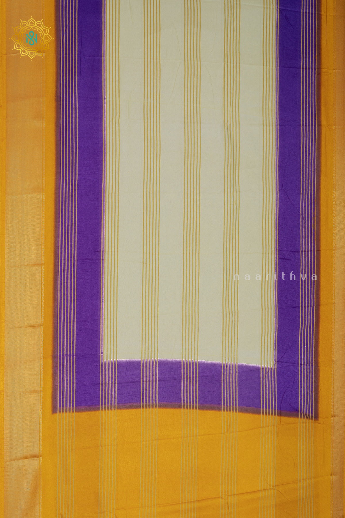 WHITE WITH PURPLE & YELLOW - DOLA SILK