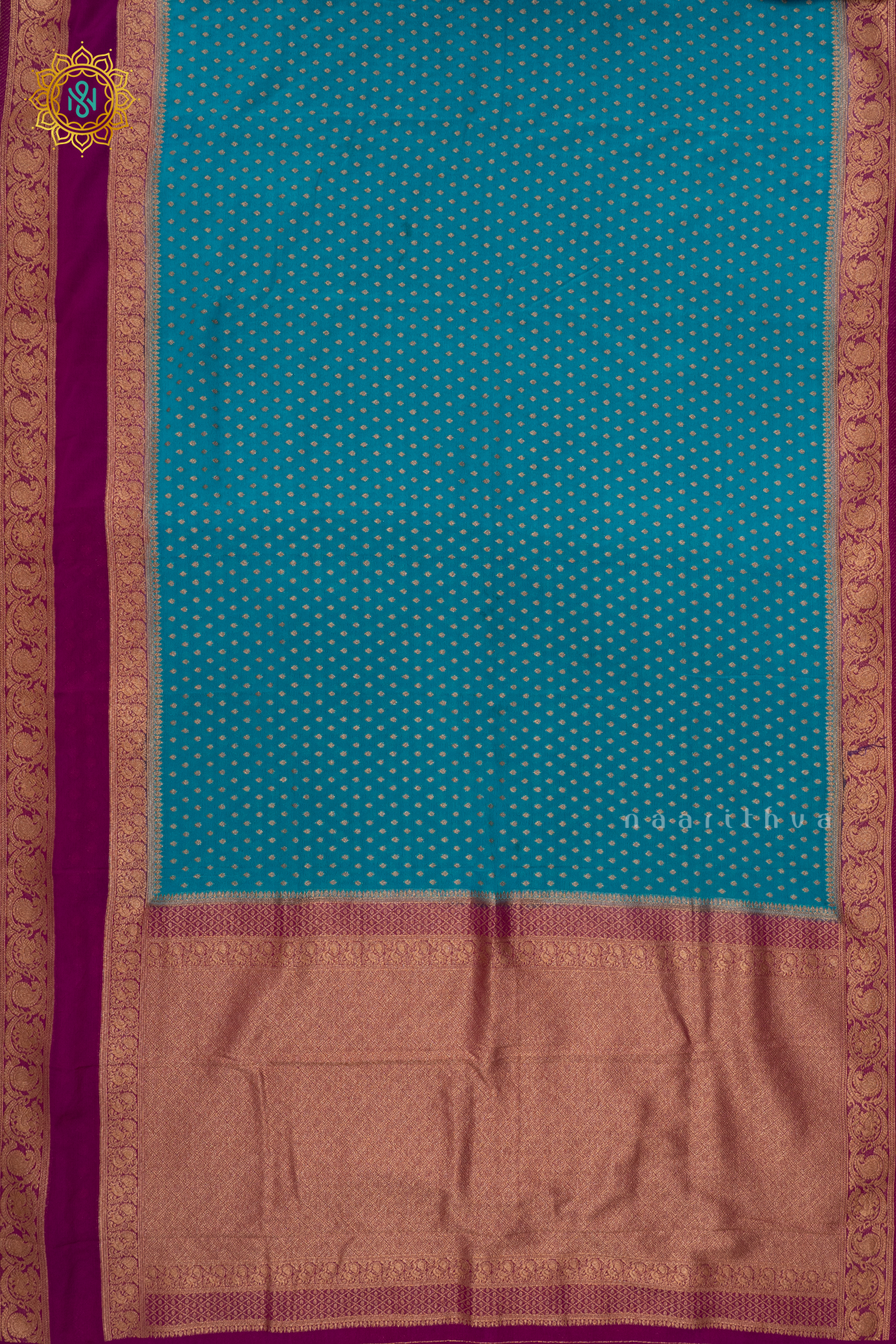 BLUE WITH WINE - SEMI CREPE GEORGETTE