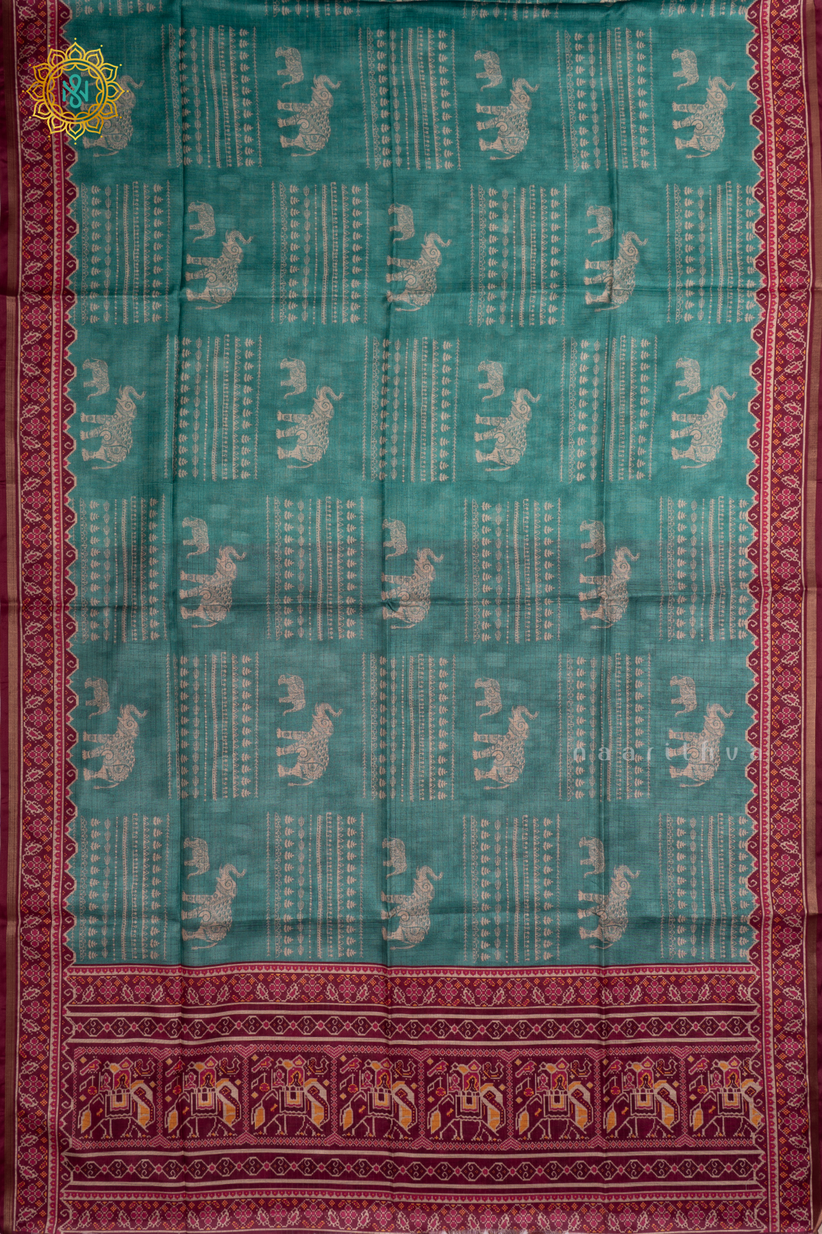 Aqua Blue With Magenta Semi Tussar Silk Saree