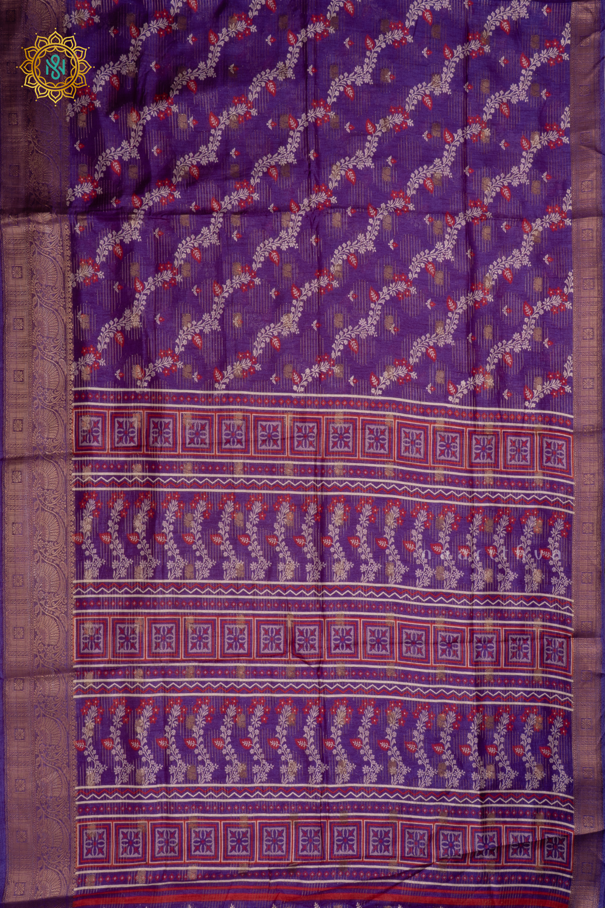 PURPLE - DOLA SILK SAREE WITH PRINTED BODY AND ZARI BORDER
