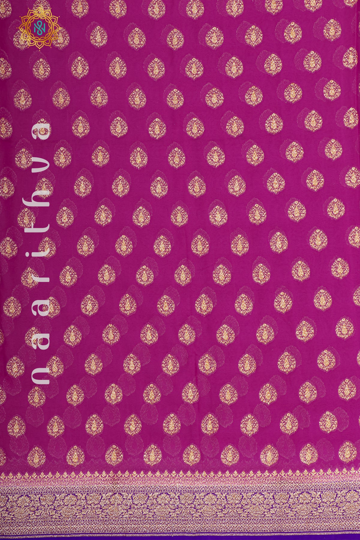 PINK WITH VIOLET - PURE HANDLOOM KHADDI GEORGETTE BANARAS