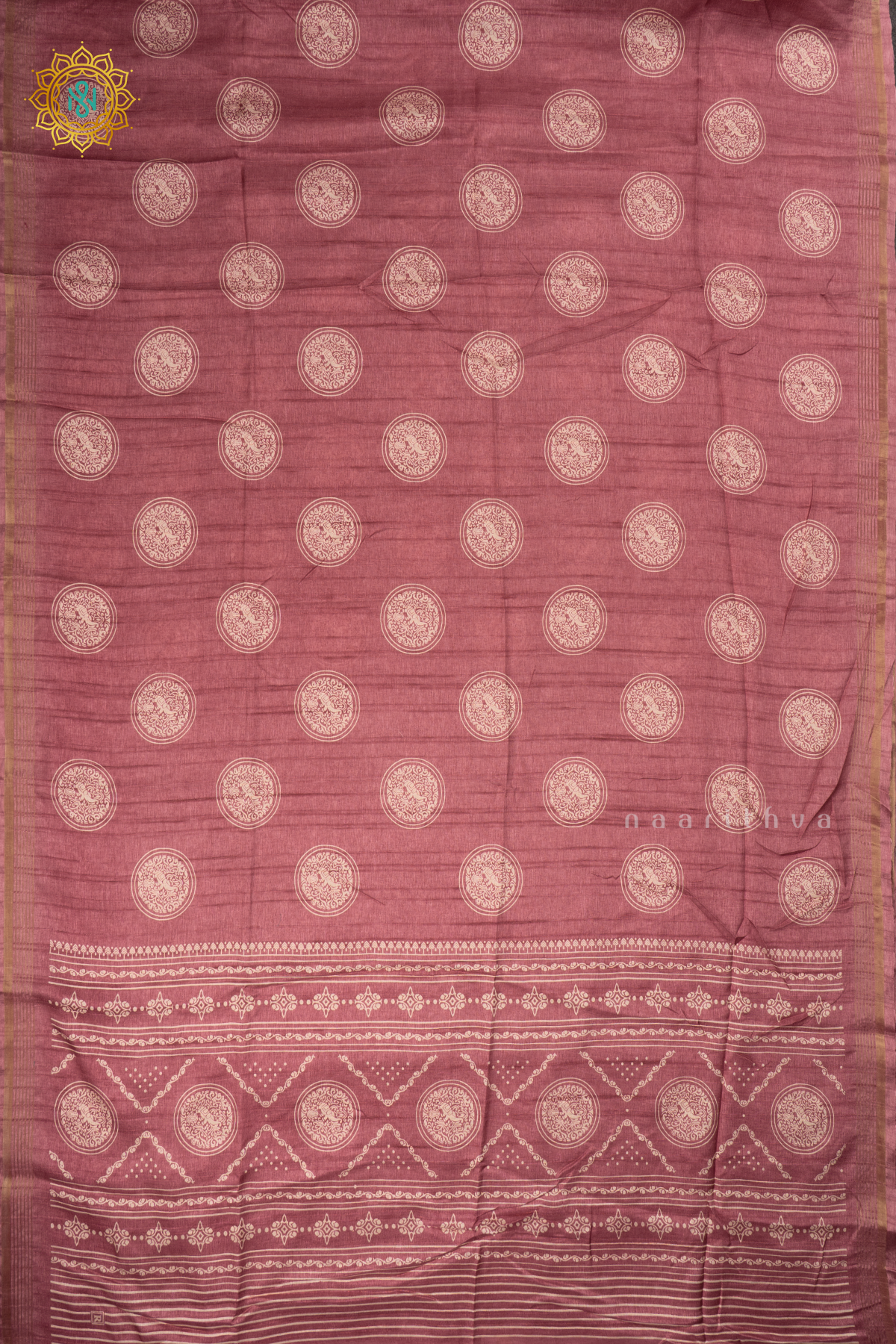 Onion Pink - Semi Tussar Silk Saree Allover Printed Buttas on the body with Zari Border