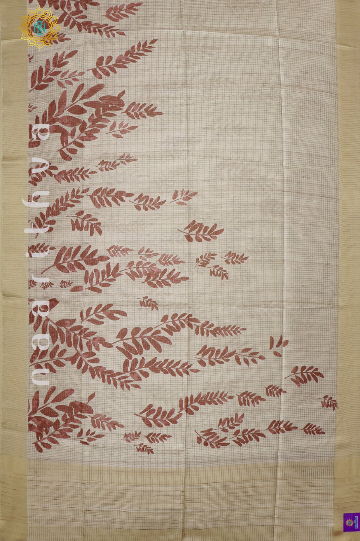 BEIGE WITH MAROON - SEMI TUSSAR SILK