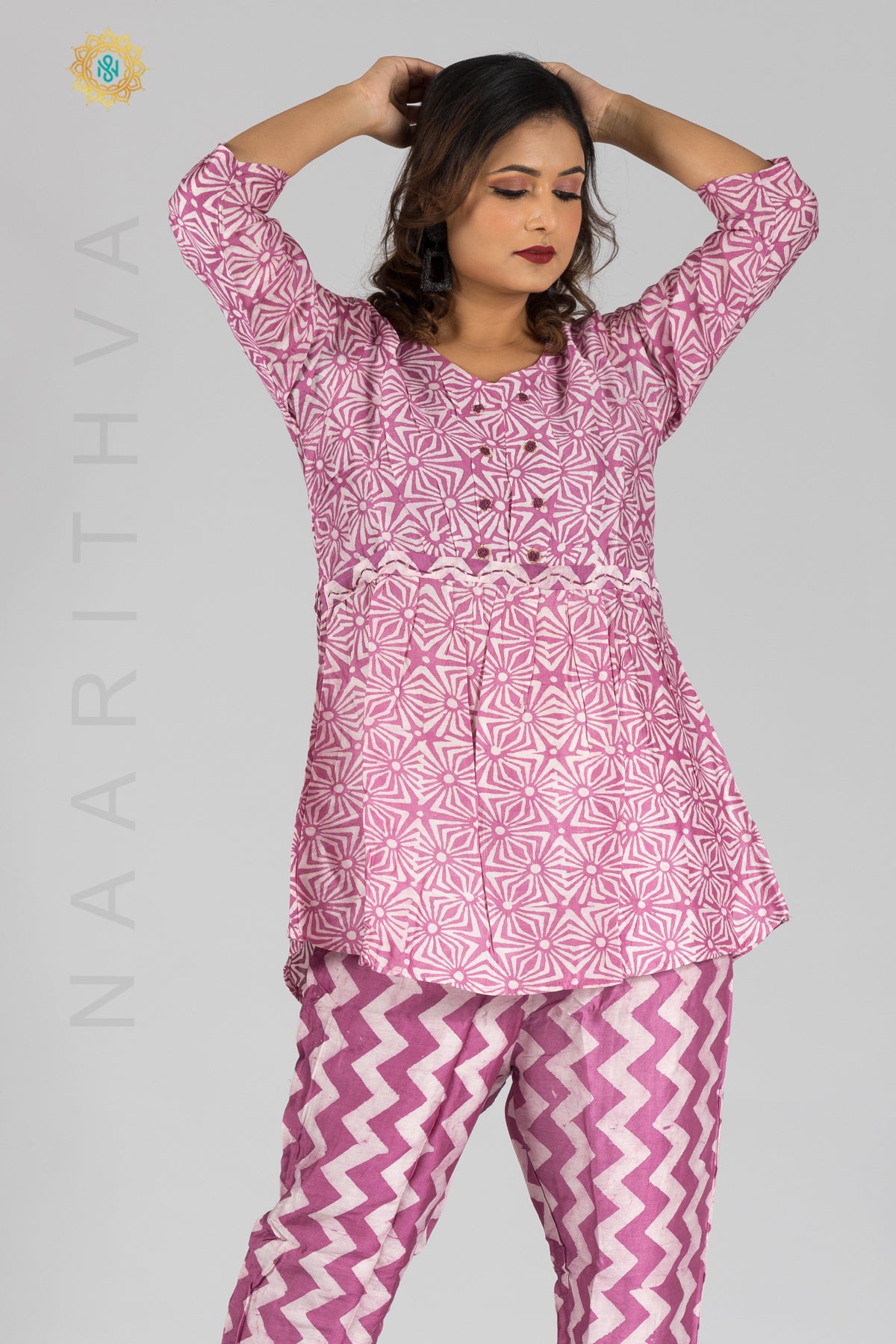 LILAC - CO-ORD SET WITH HANDWORK NECKLINE & STRAIGHT CUT PANT