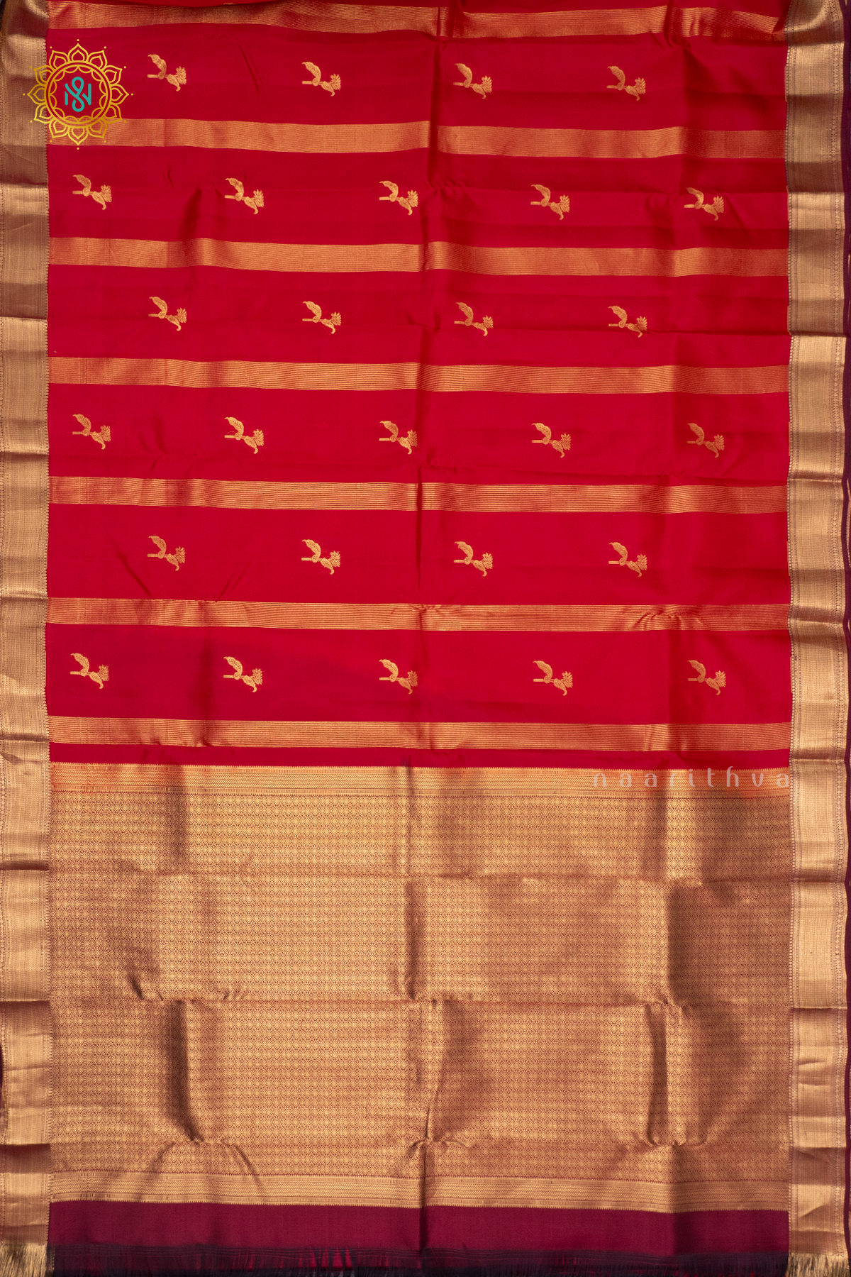 RED WITH WINE - KANJIVARAM PURE MIX