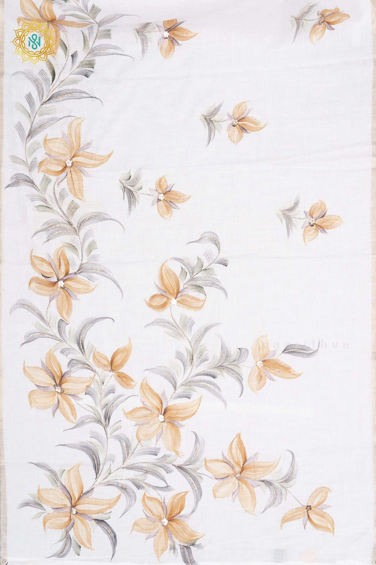 WHITE WITH YELLOW - LINEN BY COTTON