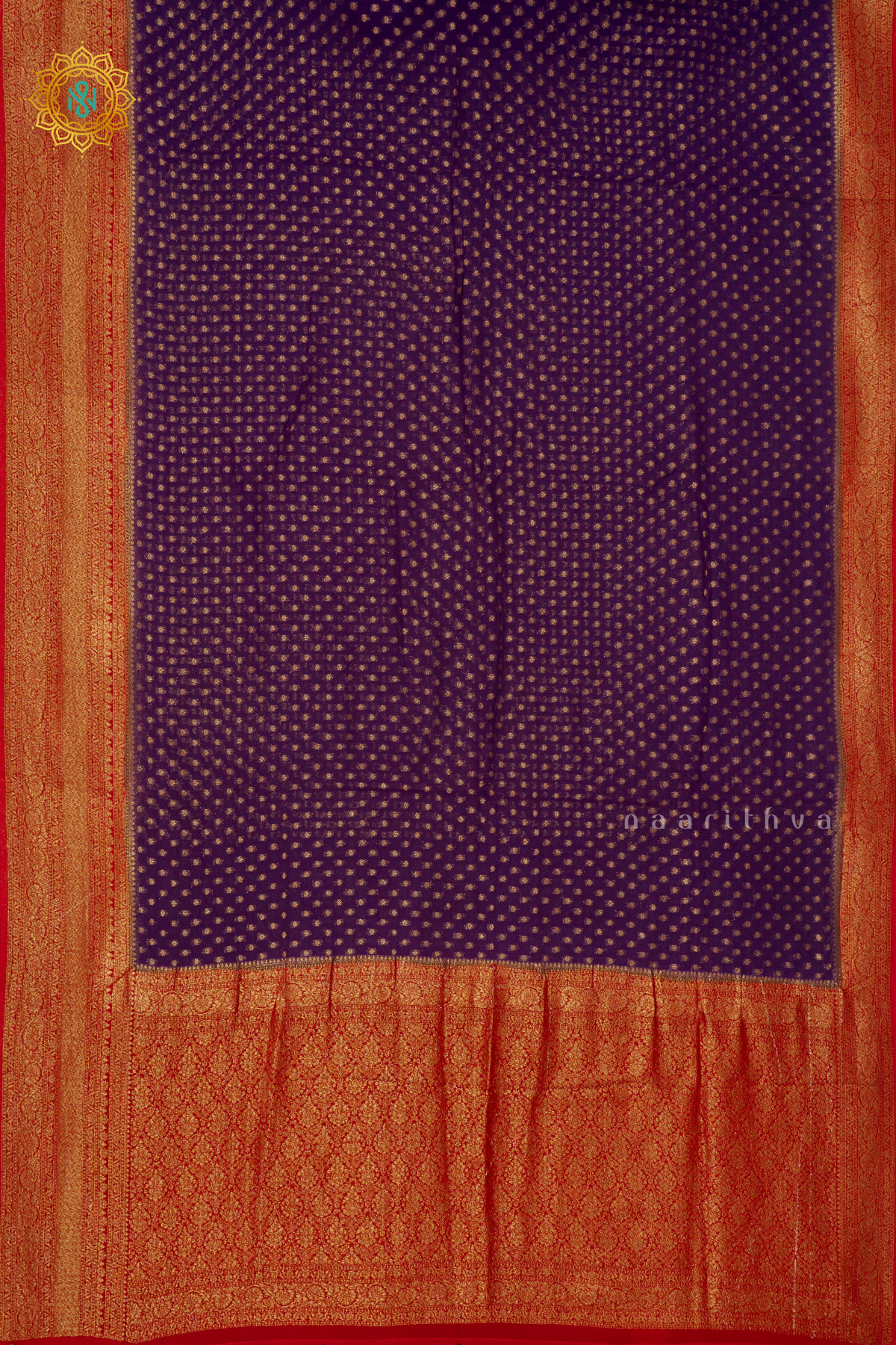PURPLE WITH RED - SEMI GEORGETTE