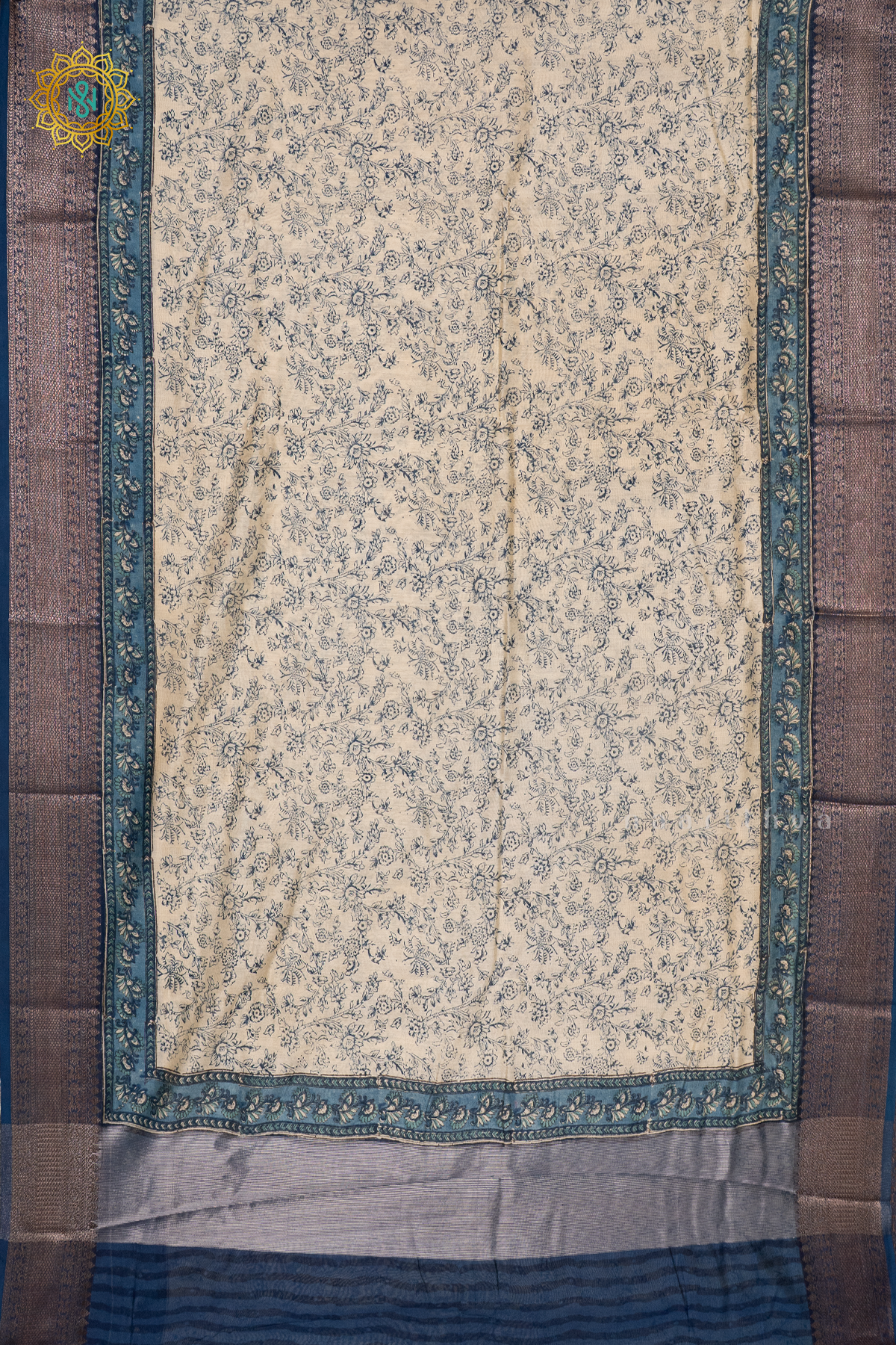 INDIGO WITH RED - CHANDERI SLK COTTON