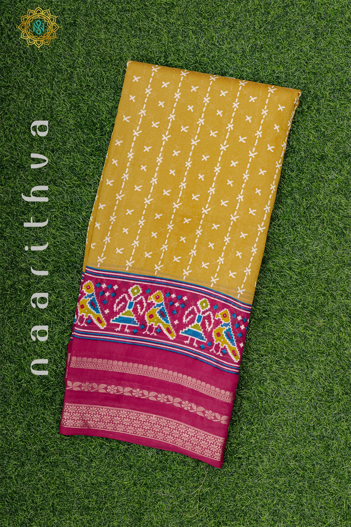 YELLOW WITH PINK - SEMI GEORGETTE