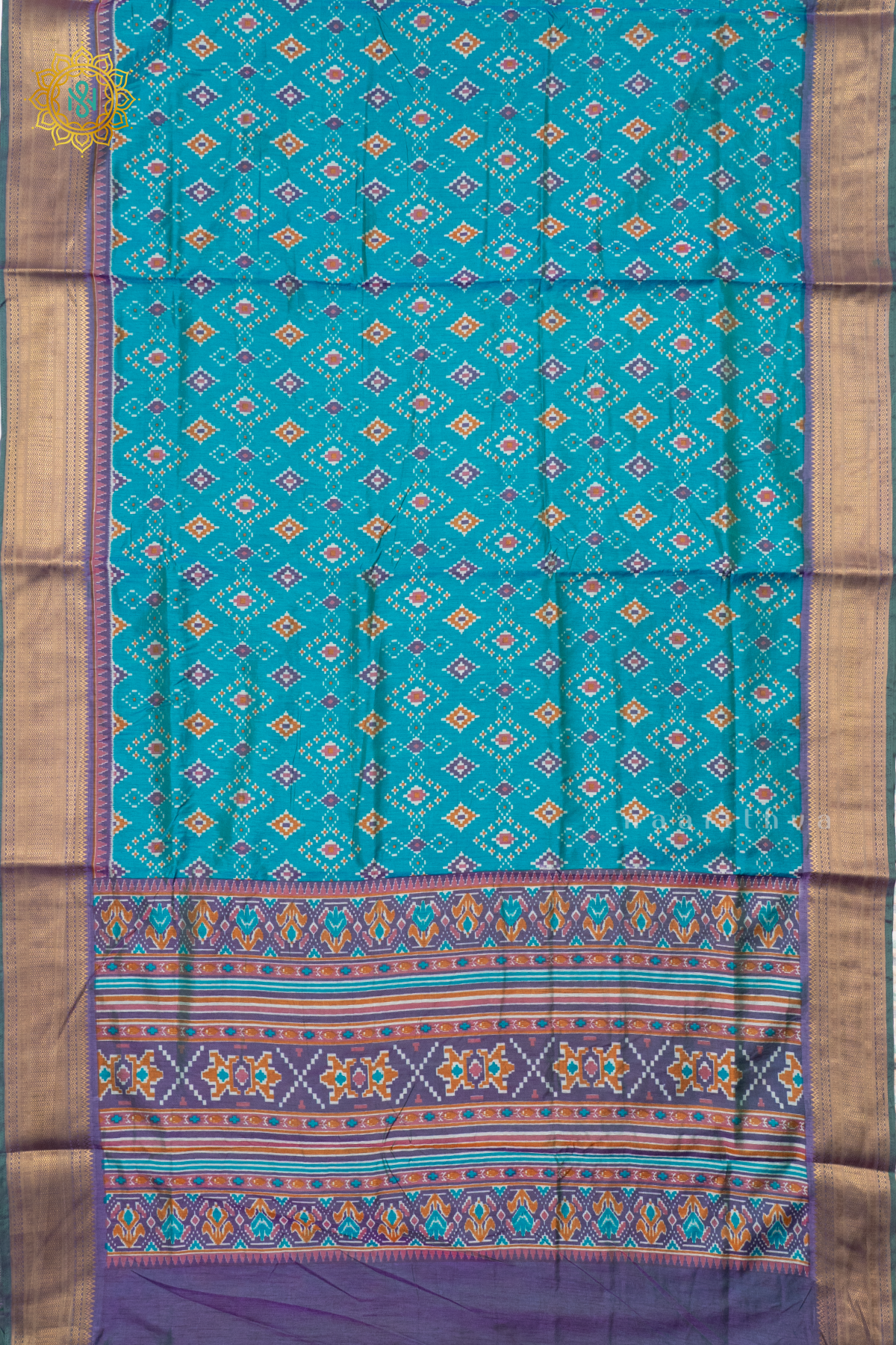 SKY BLUE WITH PURPLE - SEMI PATOLA SILK