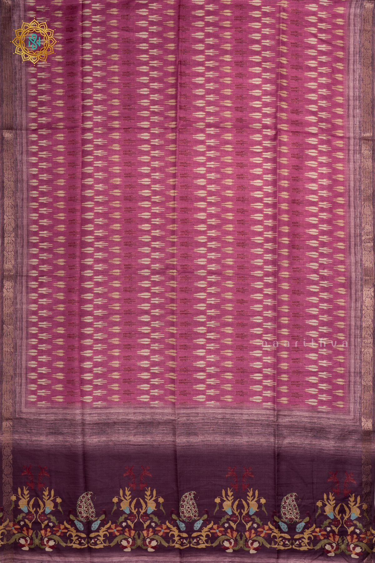 Pink - Semi Gicha Tussar Saree Allover Printed Body With Zari Border, Pallu And Blouse
