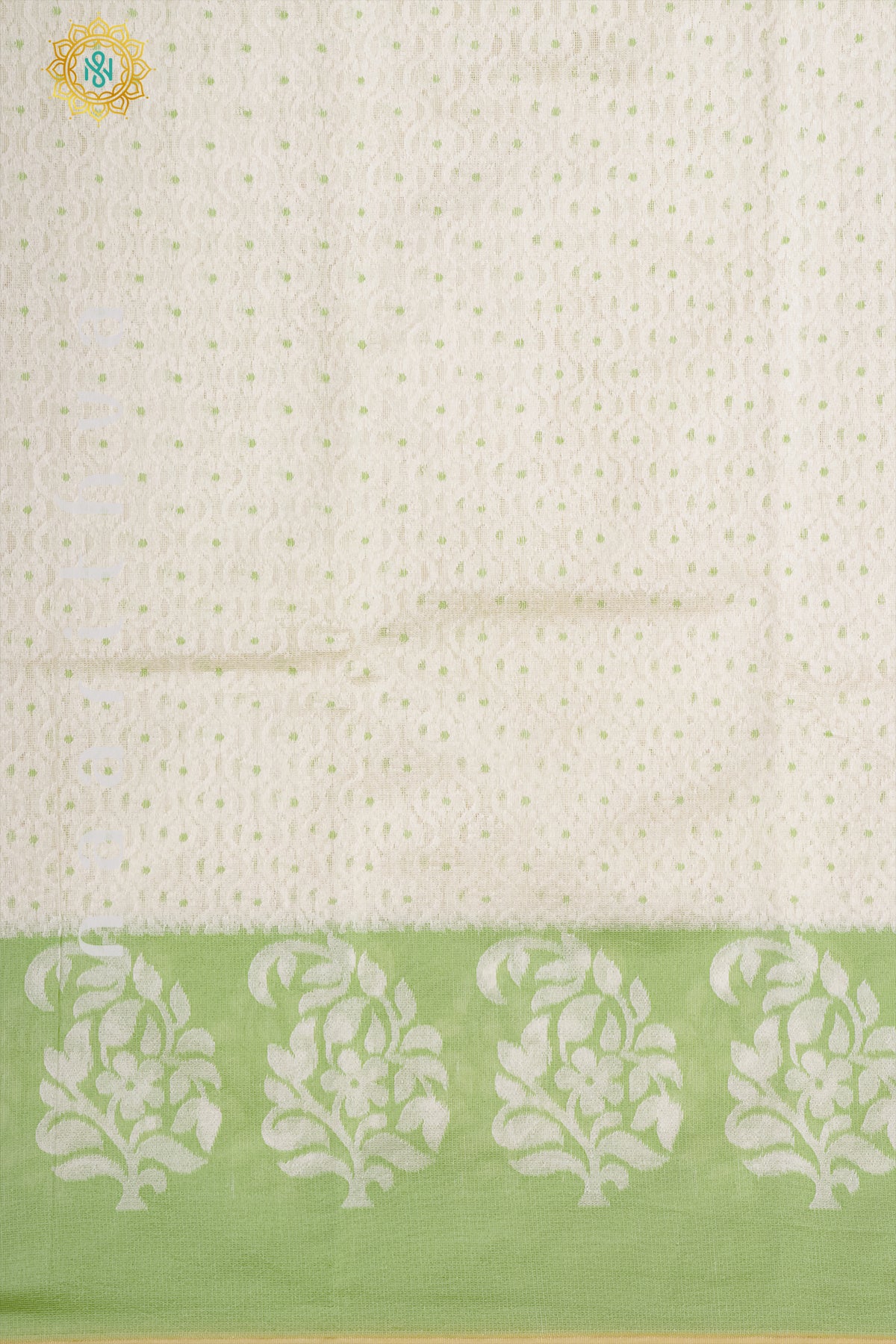 WHITE WITH GREEN - KOTA COTTON