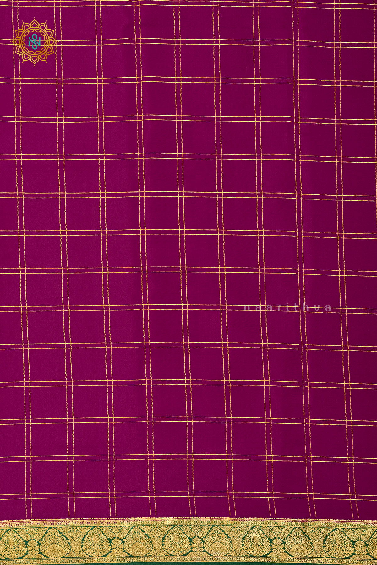 RANI PINK WITH GREEN - PURE MYSORE CREPE SILK