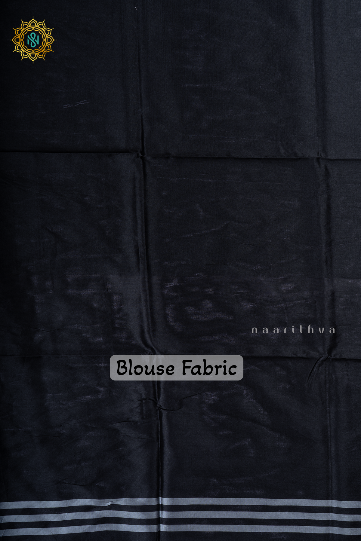 Black Semi Tussar Silk With Printed Body With Zari Border & Pallu