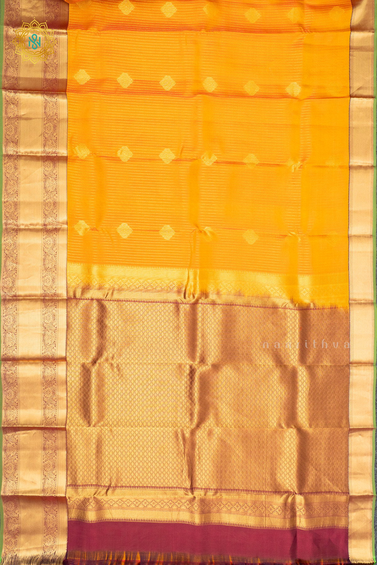 ORANGE WITH MAROON - PURE KANJIVARAM MIX