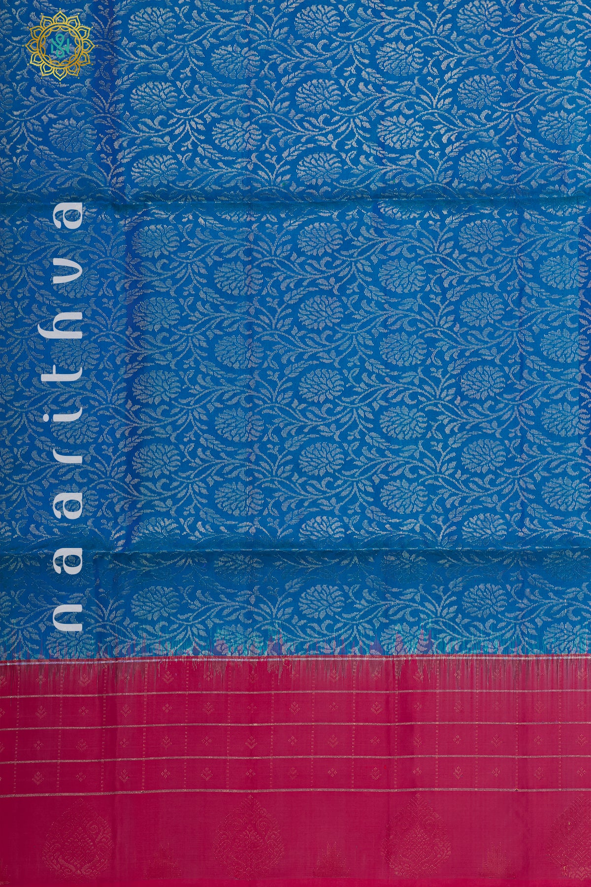 BLUE WITH DUAL SHADE OF PINK - PURE KANJIVARAM SOFT SILK