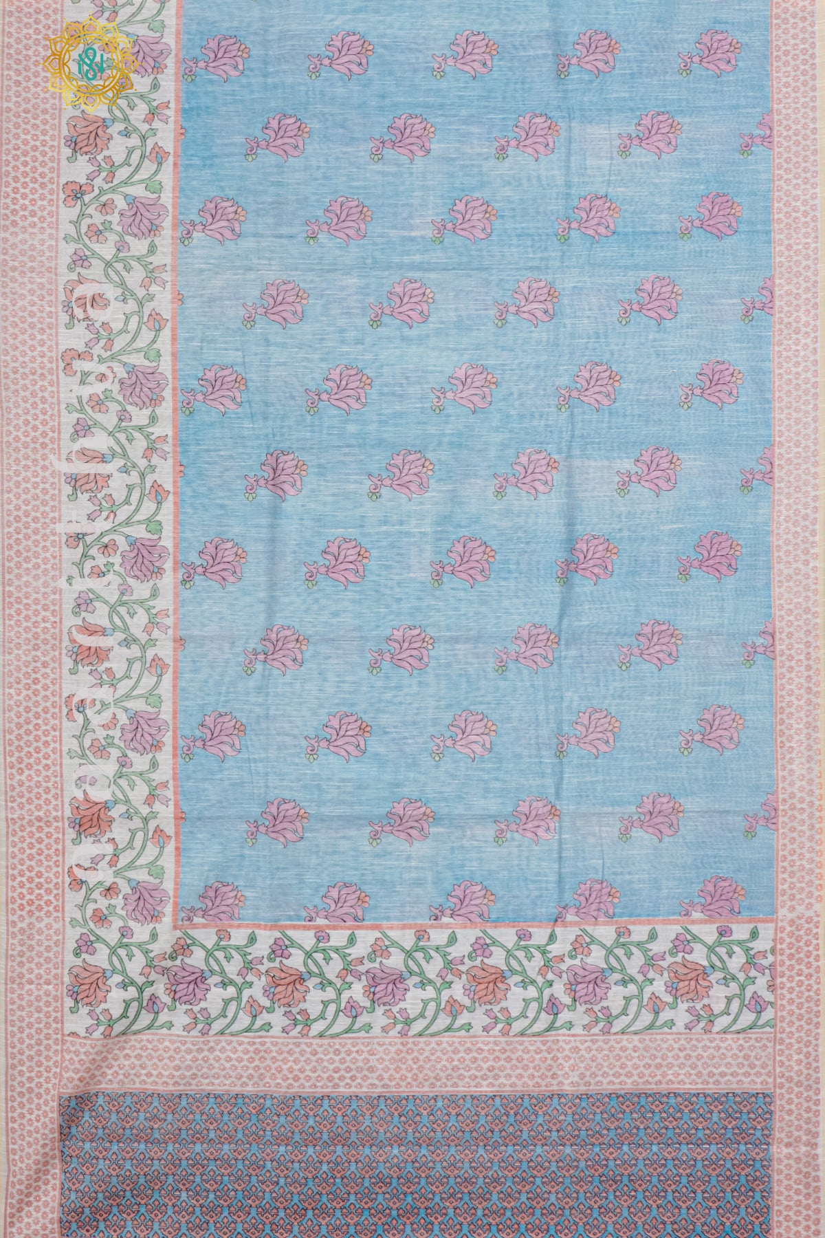 SKY BLUE WITH WHITE - JUTE COTTON