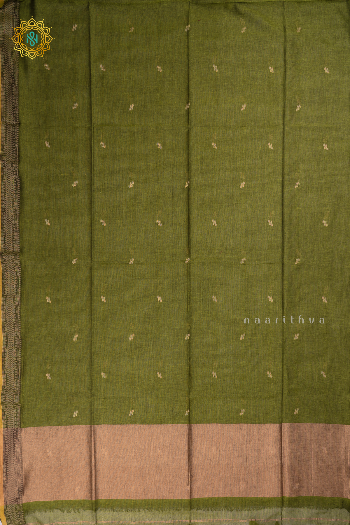 Light Parrot Green Mul Cotton Saree Thread Woven Buttas On The Body With Thread and Zari Woven Border