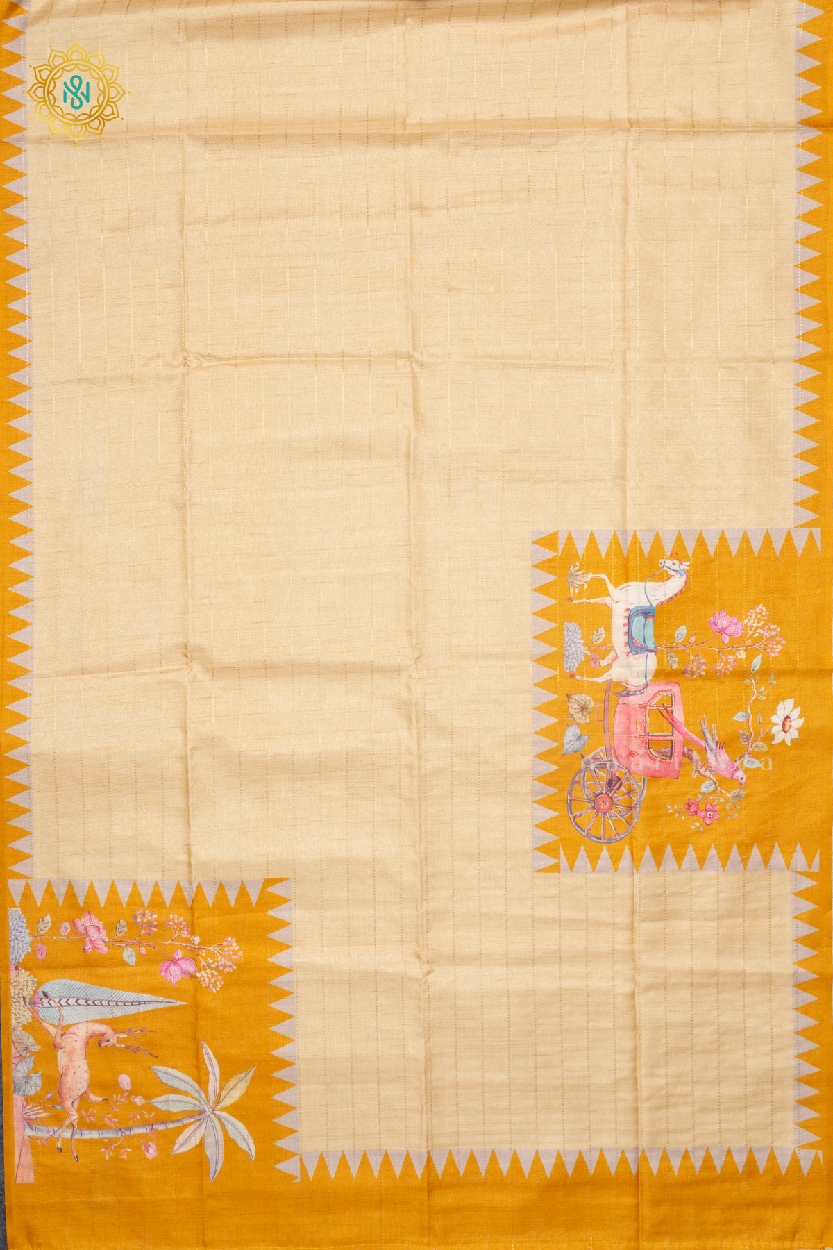 LIGHT YELLOW WITH MANGO YELLOW - SEMI TUSSAR