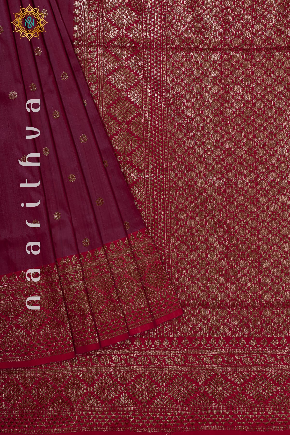 MAROON WITH RED - PURE RAW SILK