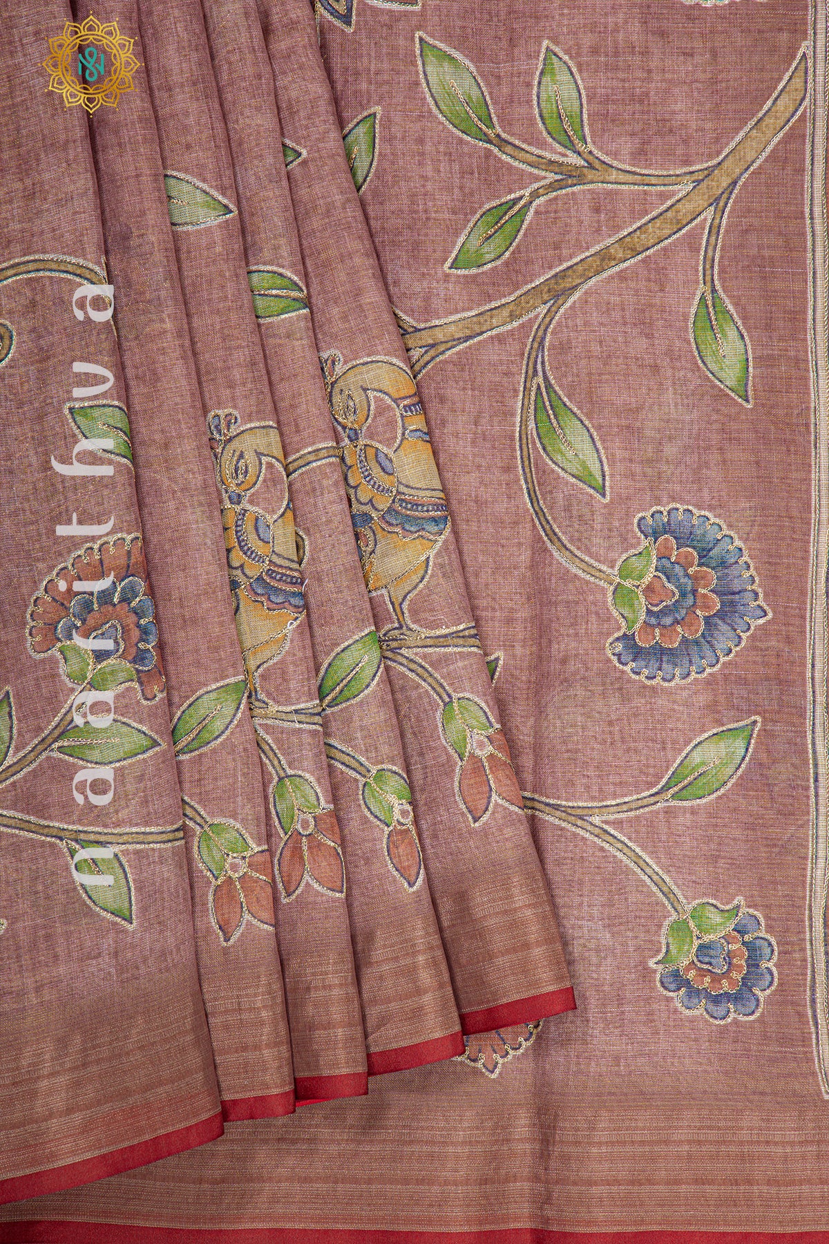 PEACH - KALAMKARI LINEN TISSUE