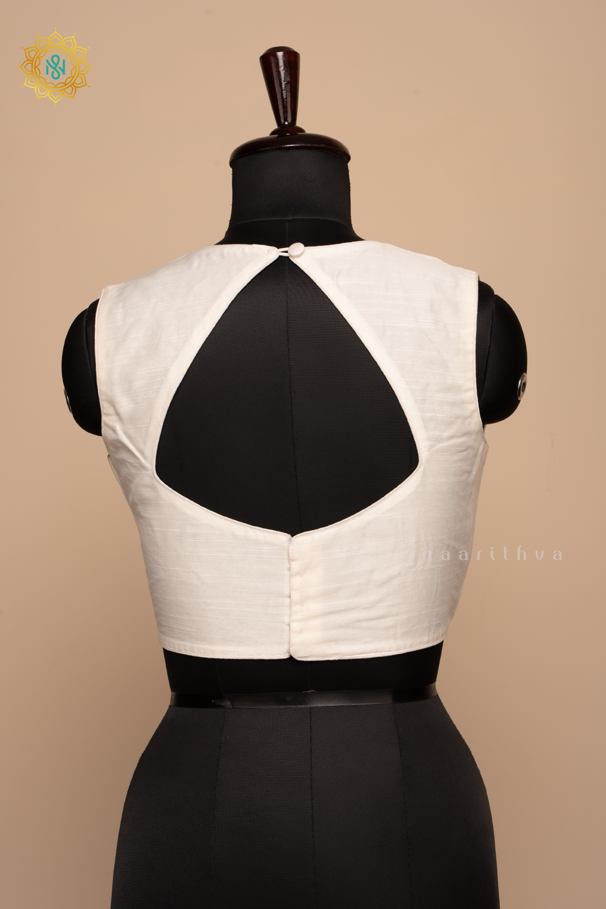 White - Plain Raw Silk Sleeveless Readymade Blouse