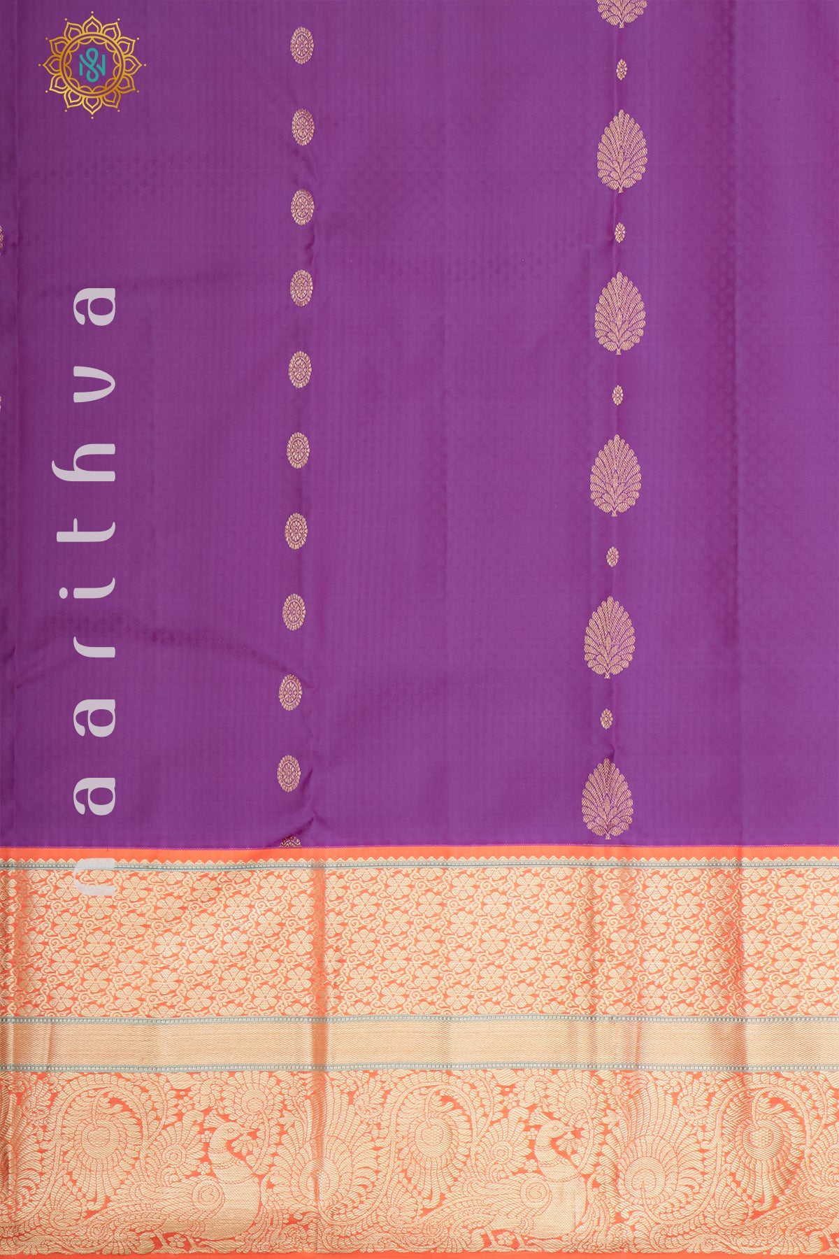 PURPLE WITH ORANGE - PURE KANJIVARAM SILK