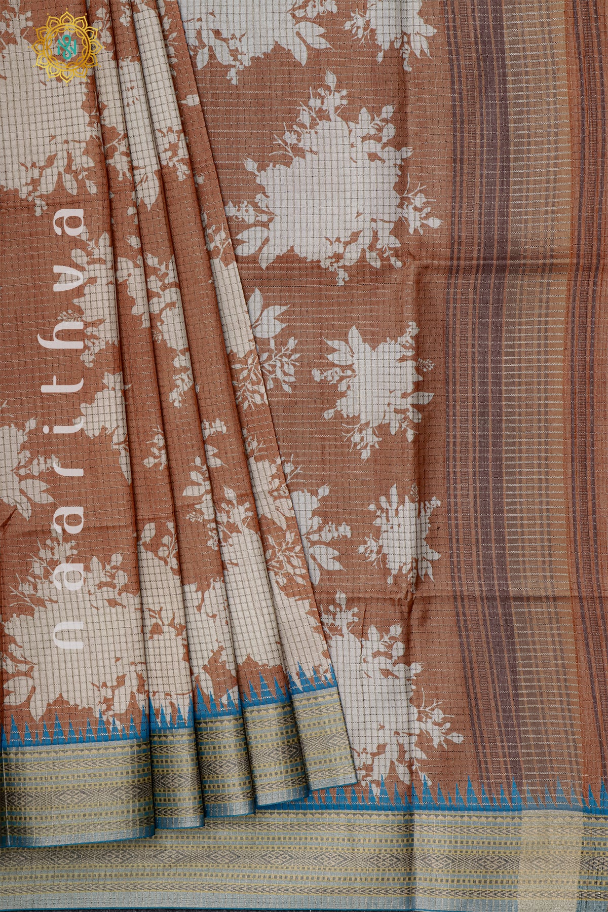 RUST ORANGE WITH SKY BLUE - SLUB COTTON