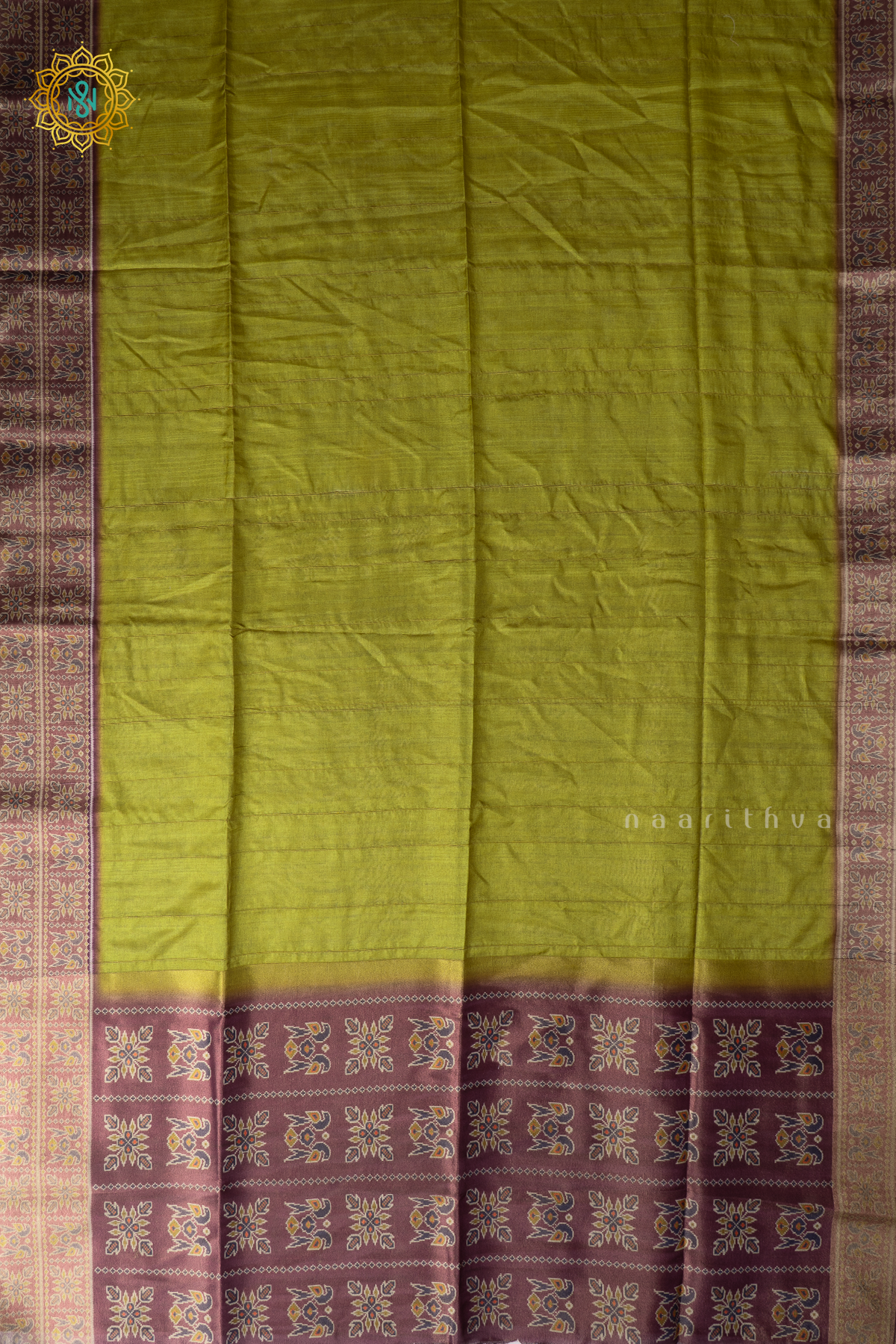 PARROT GREEN WITH LAVENDER - SEMI TUSSAR SILK