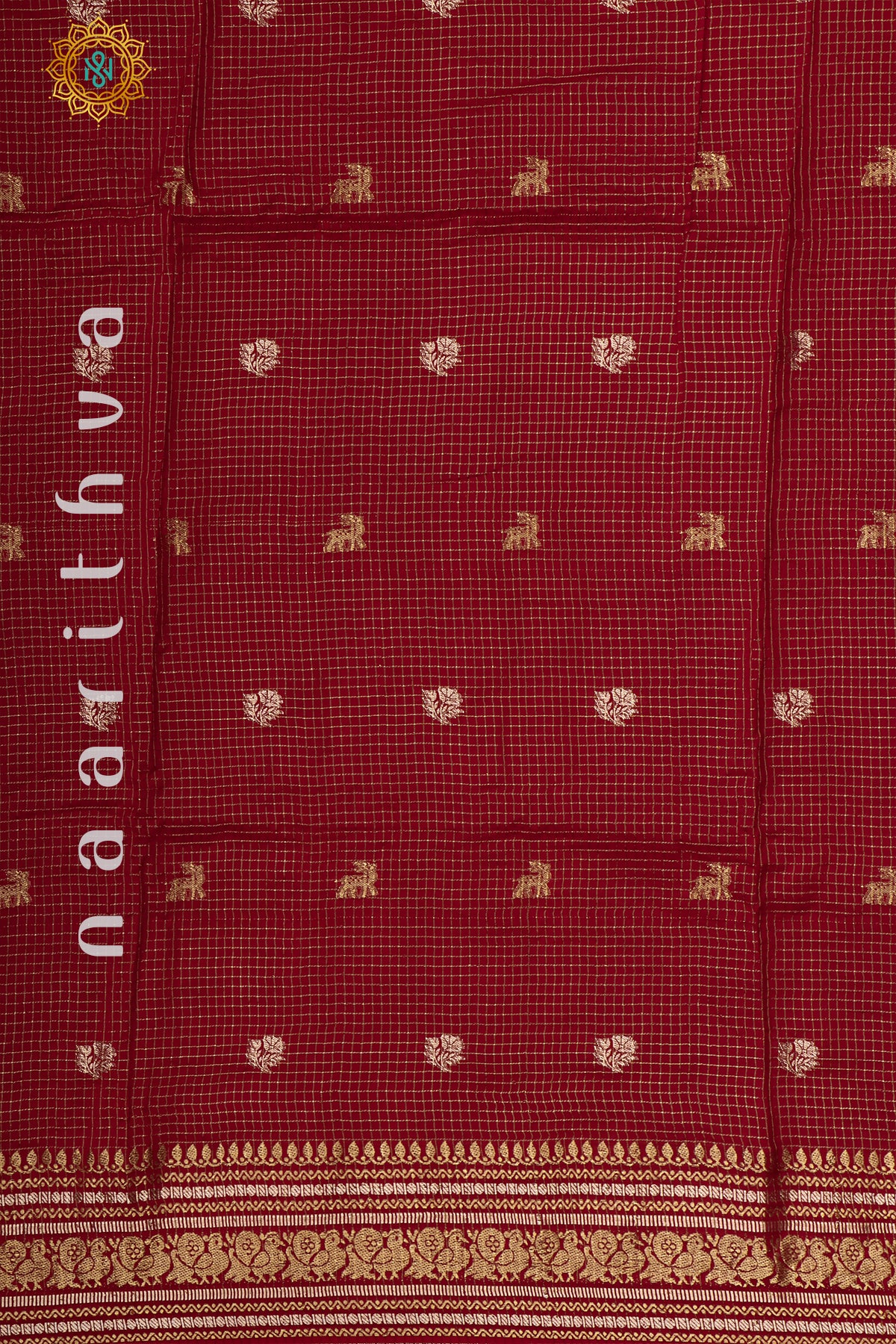 RED WITH GREEN - DOLA SILK