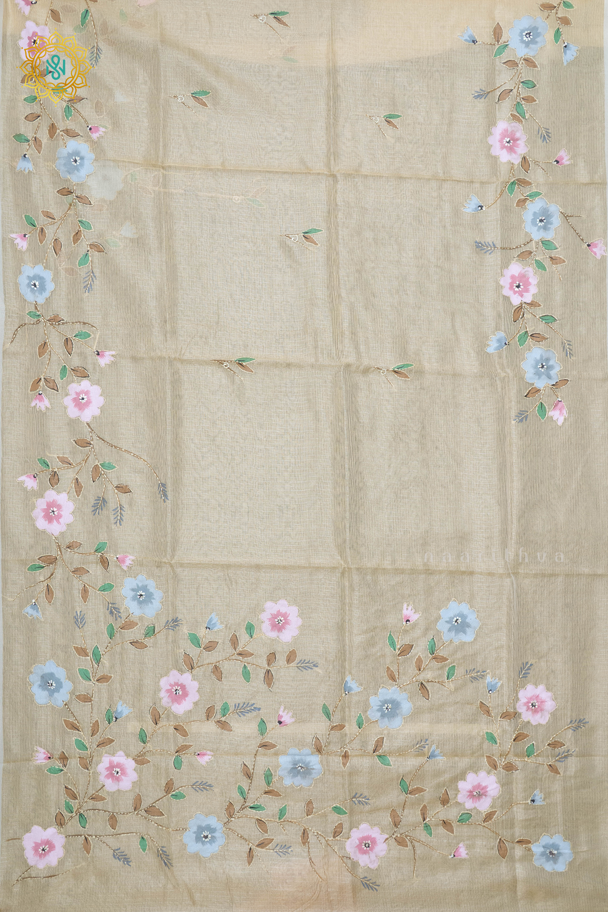 LIGHT YELLOW - KOTA TISSUE WITH KATHA WORK