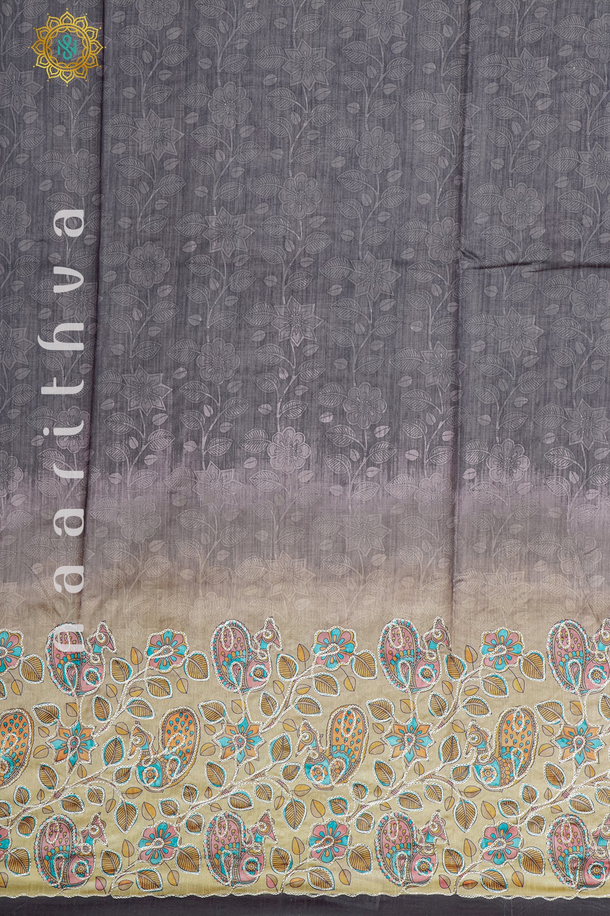 GREYISH BLACK - CHANDERI SILK COTTON