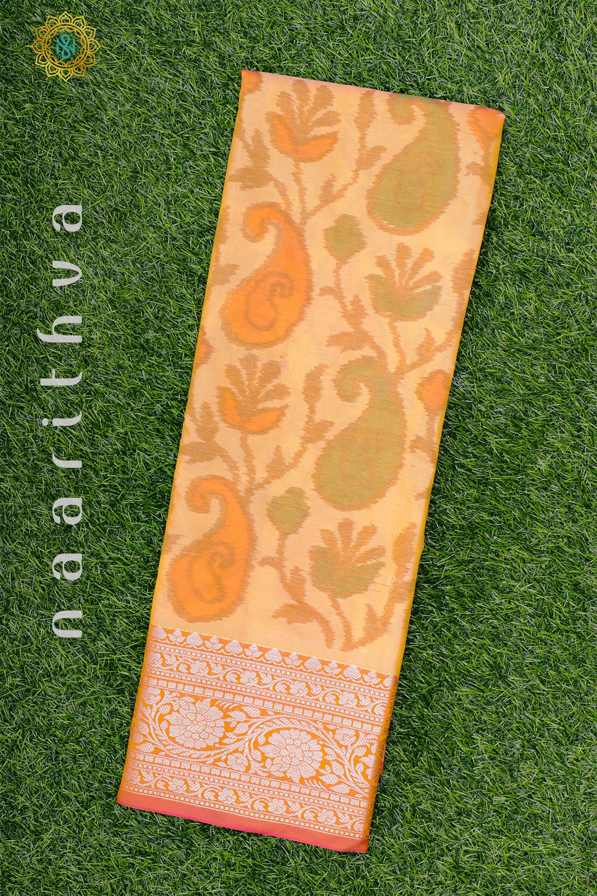 PEACHISH ORANGE WITH PINK - SILK COTTON