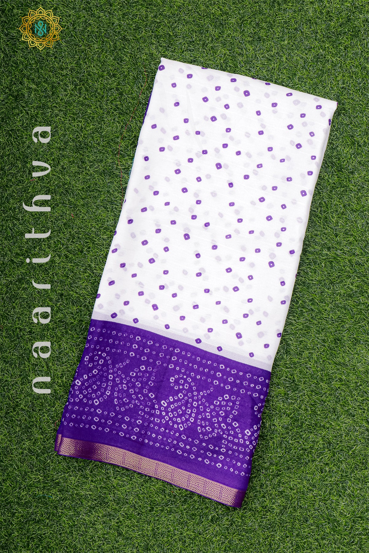 WHITE WITH PURPLE - SEMI GEORGETTE