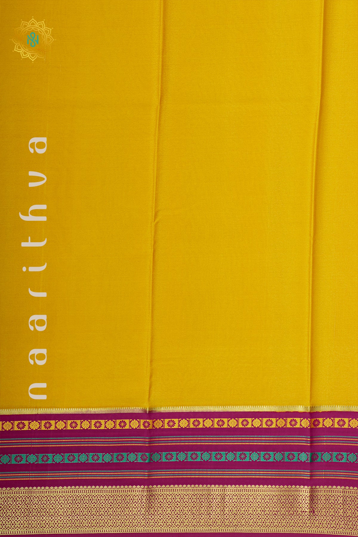 YELLOW WITH PINK - PURE MYSORE CREPE SILK