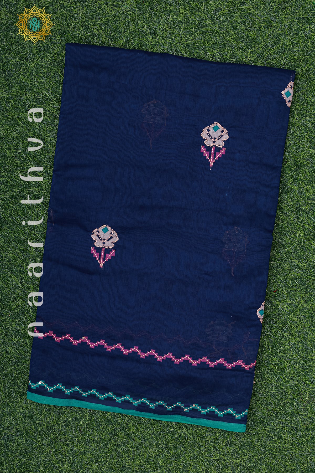 BLUE - TUSSAR SILK WITH KATHA WORK