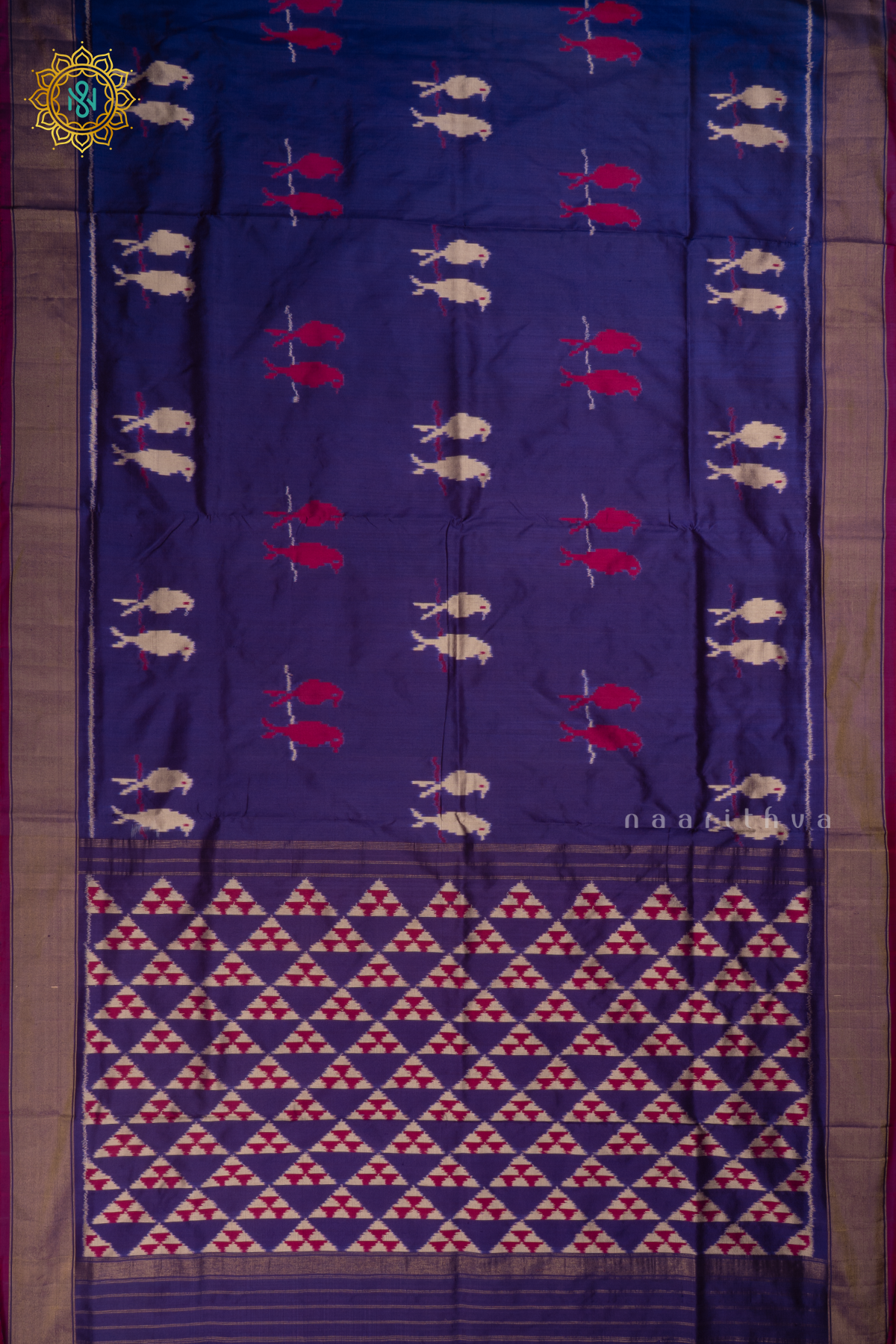 Purple Ikkat Pure Silk Saree with Patola Printed Body and Zari Border