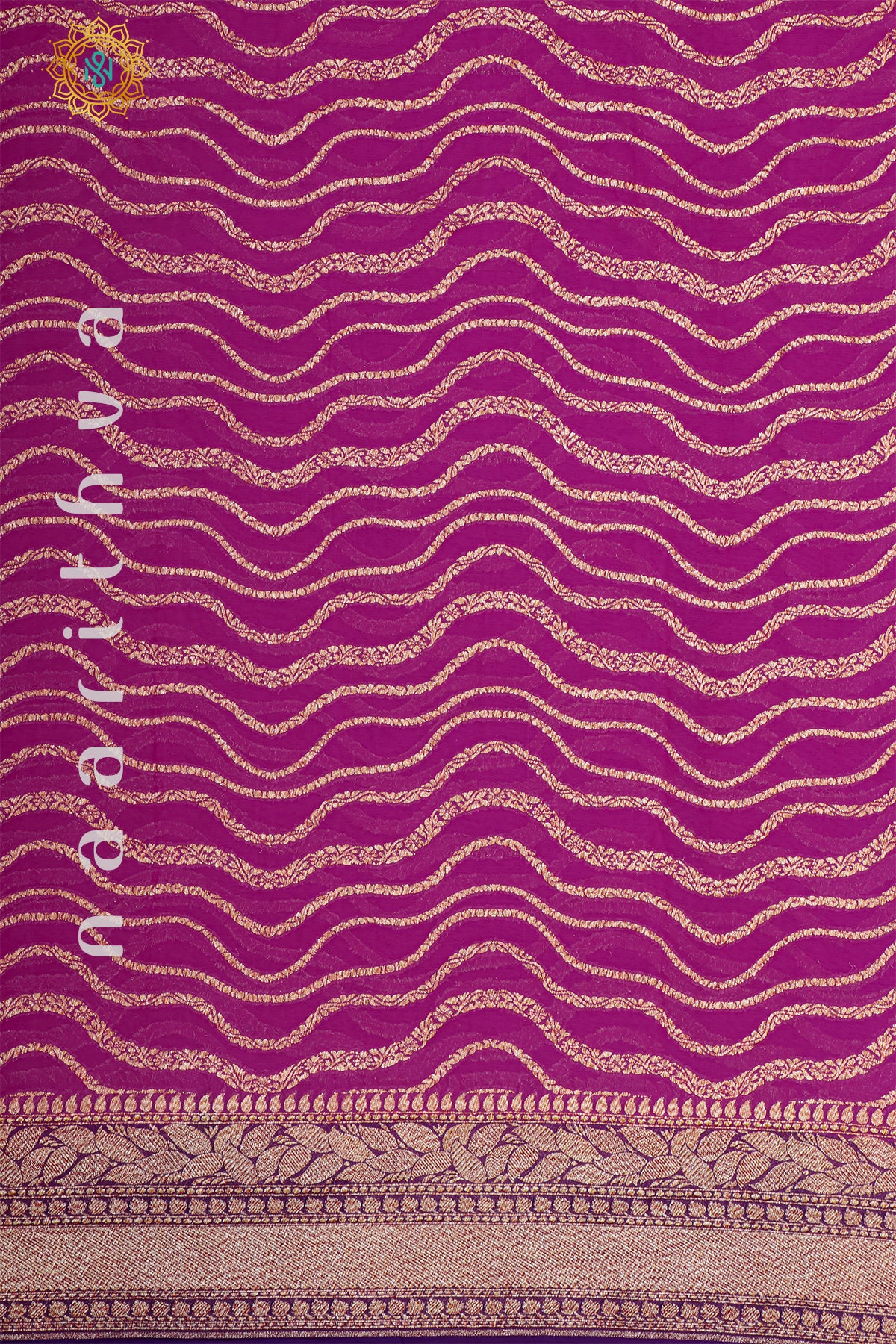 PINK WITH PURPLE - PURE HANDLOOM KHADDI GEORGETTE BANARAS