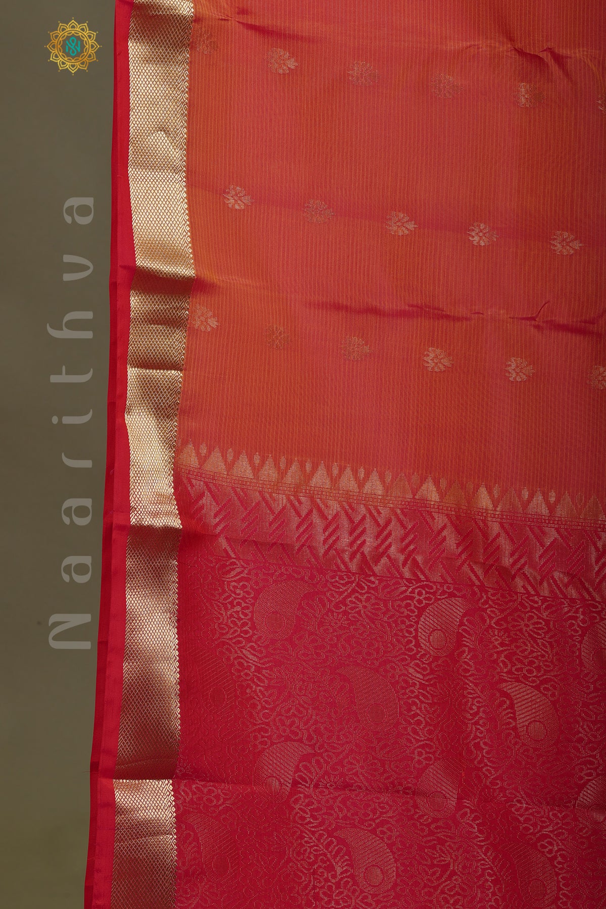 ORANGE WITH ORANGISH PINK - KANJIVARAM PURE MIX