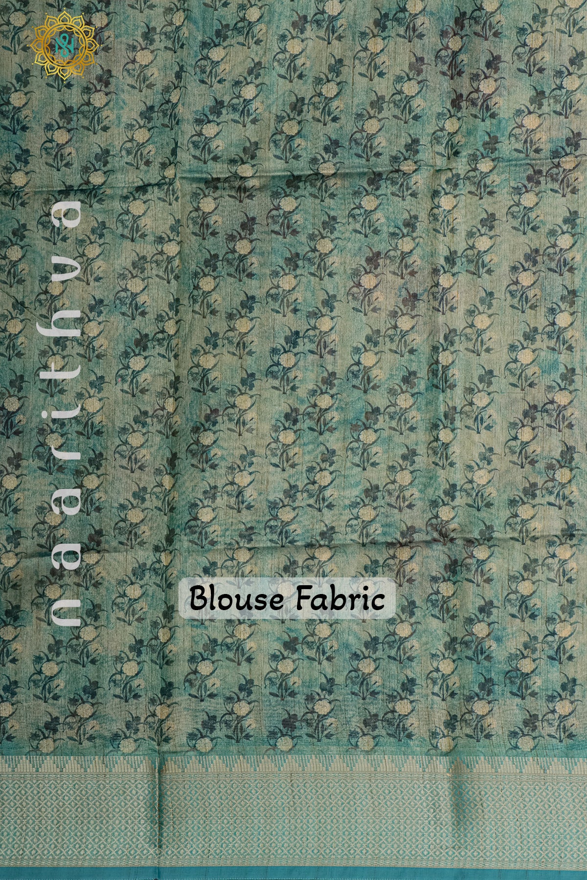 BEIGE WITH SKY BLUE - SEMI TUSSAR SILK