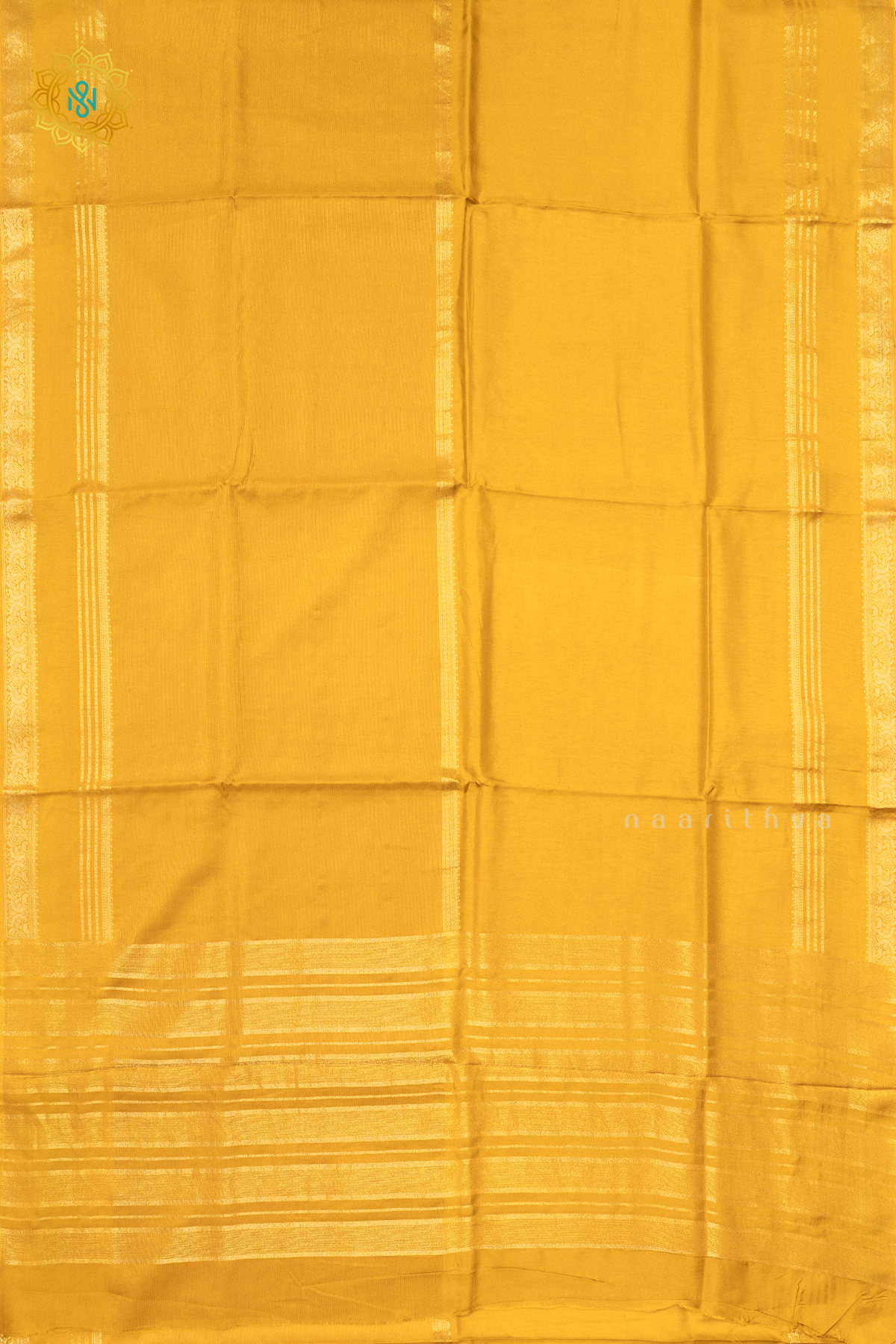 YELLOW WITH GREEN - SEMI CREPE SILK