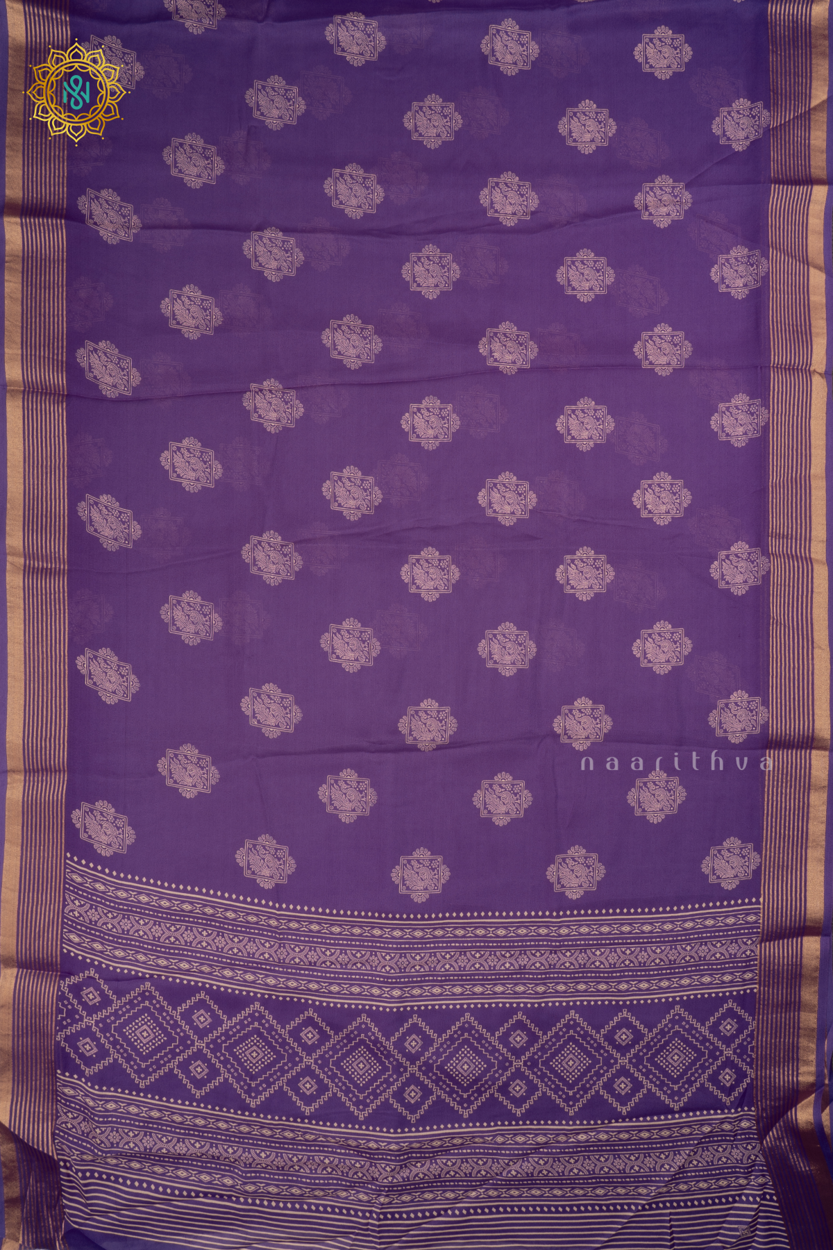 Purple Chiffon Georgette Saree Printed Body With Zari Border