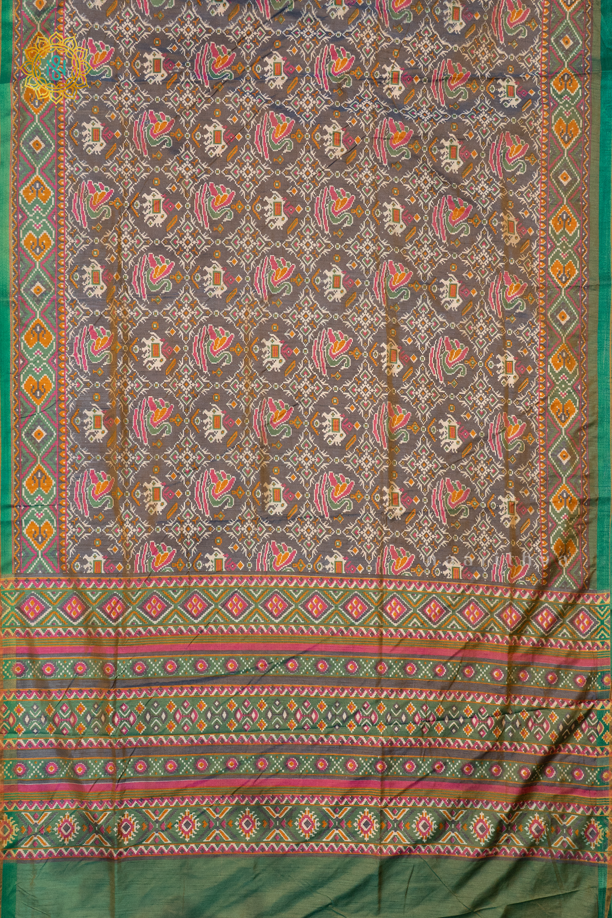 GREY WITH GREEN - SEMI PATOLA SILK