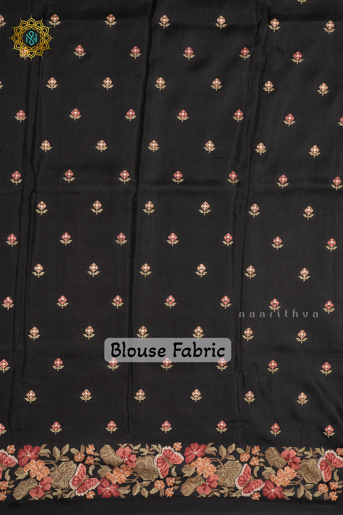 BLACK - SEMI CREPE SILK WITH EMBROIDERY