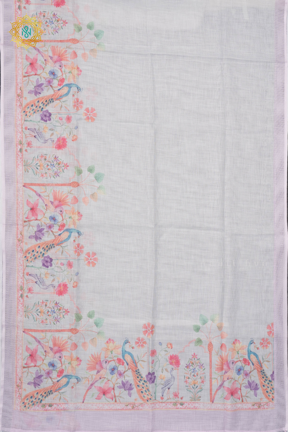 WHITE WITH LIGHT PINK - LINEN BY COTTON